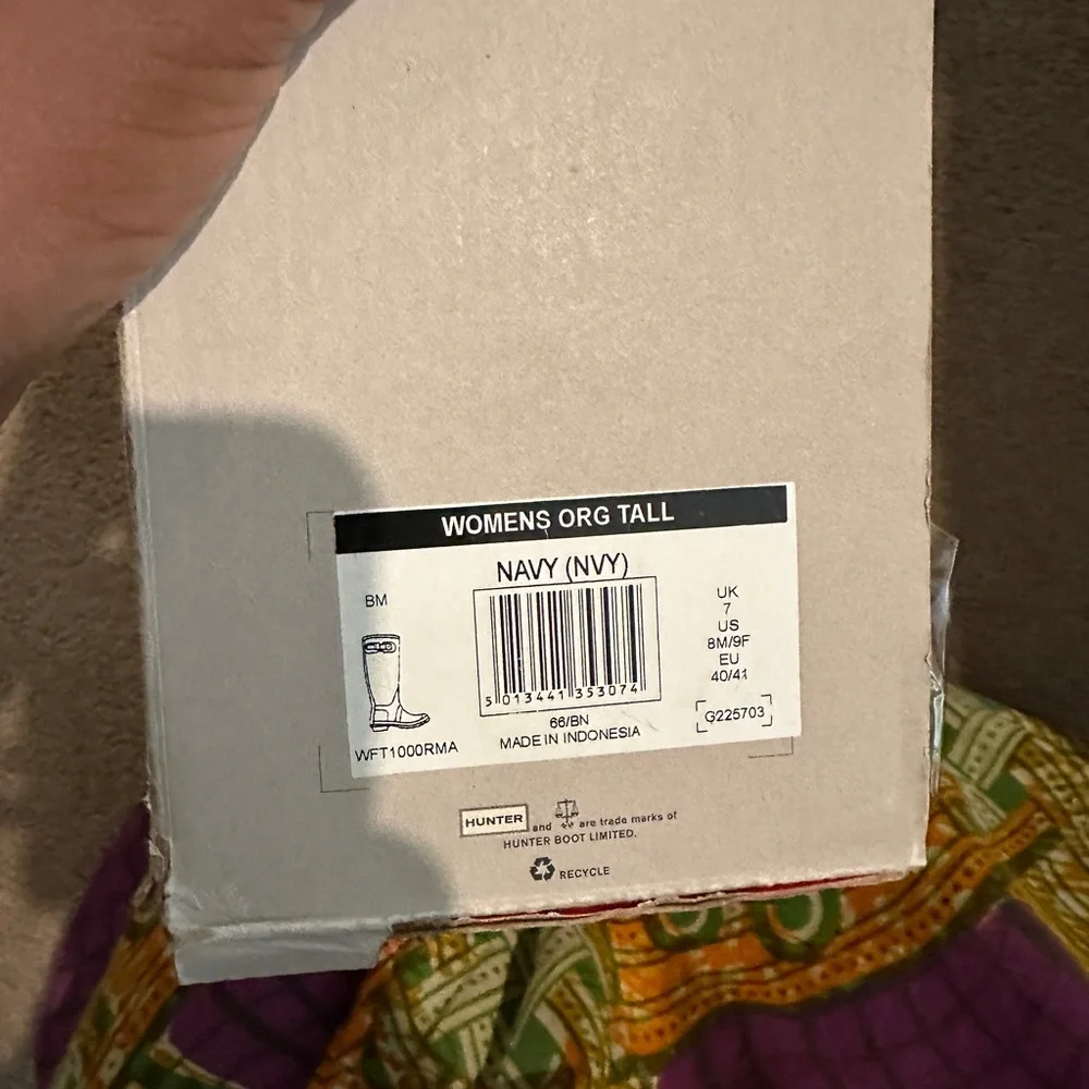 Original Hunter Tall Adjustable Navy Rain Boots Sz 9 - Picture 4 of 6